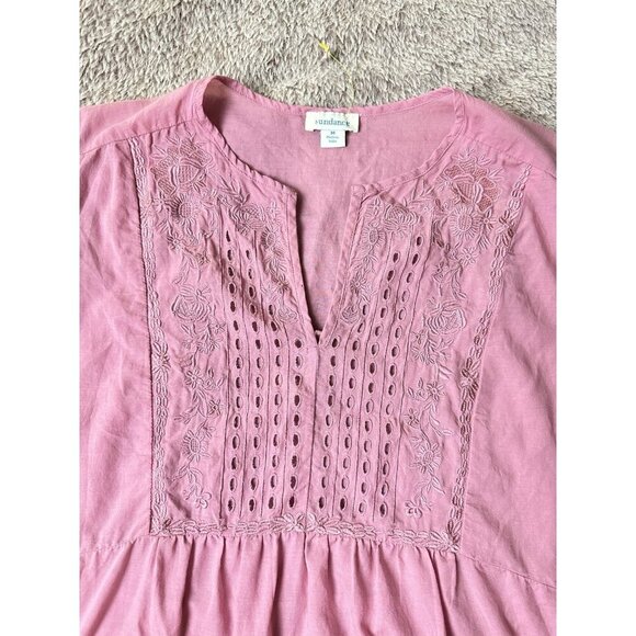 Sundance Katana Dusty Rose Top Boho Embroidered Cap Sleeve M - Picture 6 of 11